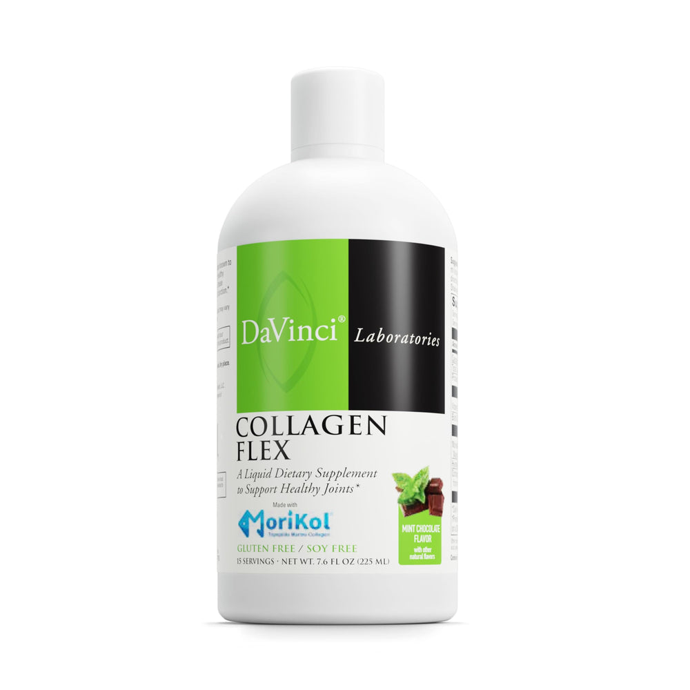 Front view of DAVINCI Labs Collagen Flex Mint Chocolate bottle