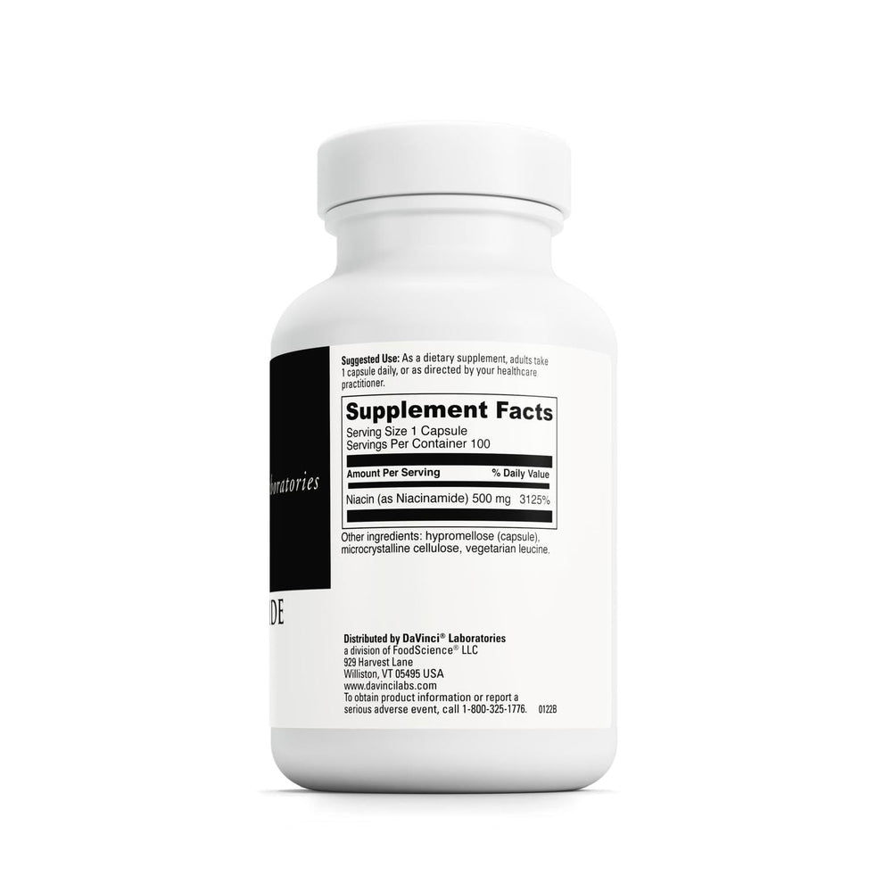 Niacinamide 500 mg capsules image showing circulation support