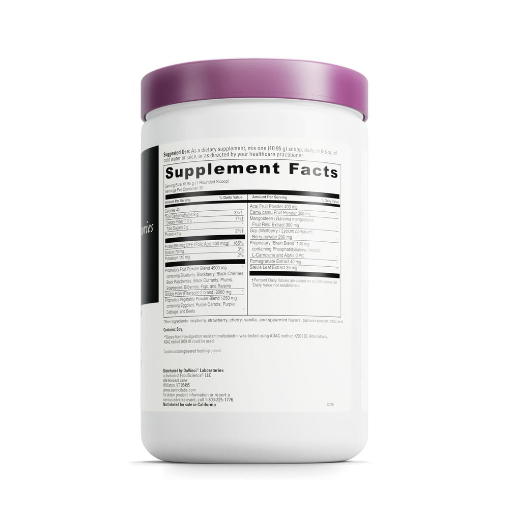 Berry-flavored powder being stirred into a drink