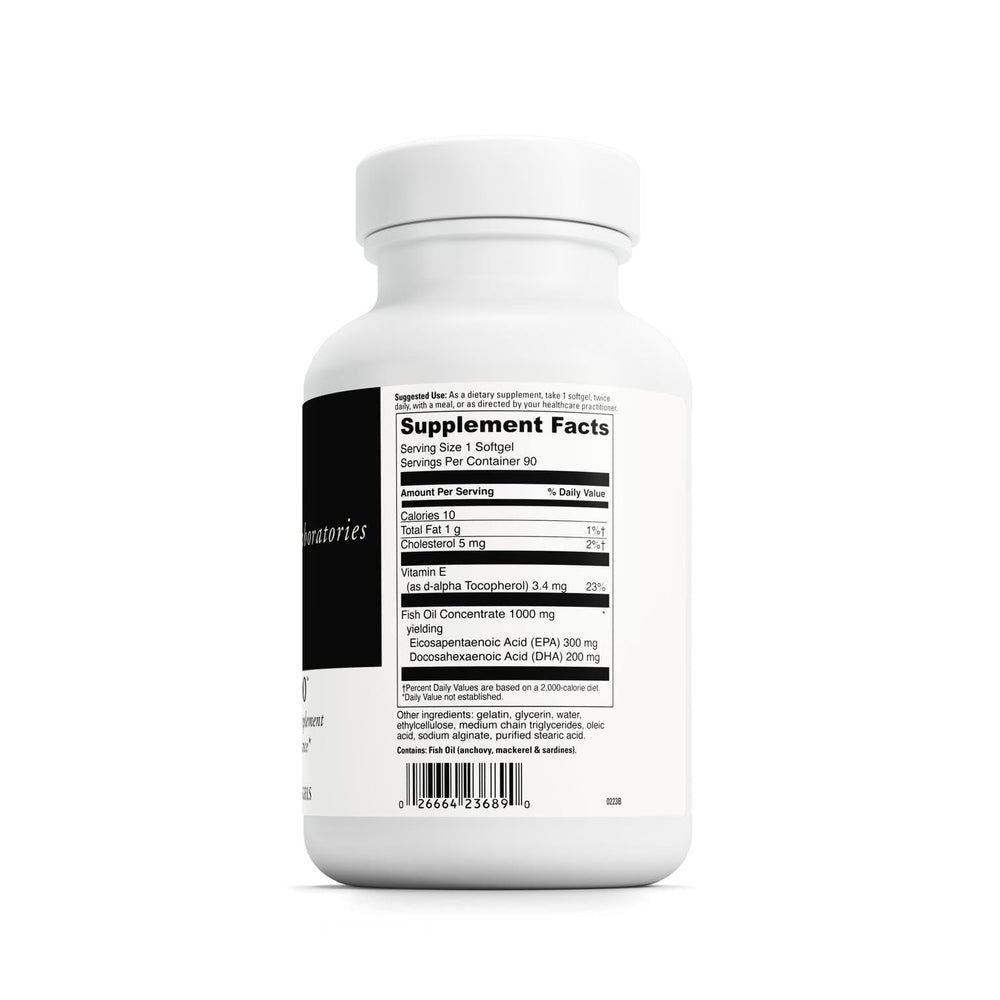 DAVINCI Omega-3 label detail confirms gluten-free ingredients and EPA/DHA components.