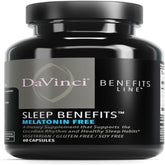 DaVinci Sleep Benefits bottle and 60 capsules - melatonin-free sleep support