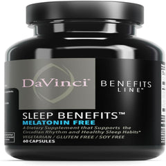 DaVinci Sleep Benefits bottle and 60 capsules - melatonin-free sleep support