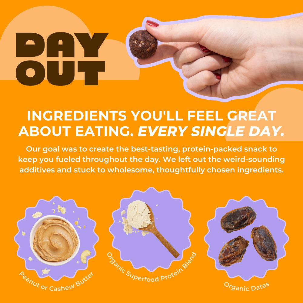 Gluten-free, dairy-free, vegan Day Out snack balls close-up