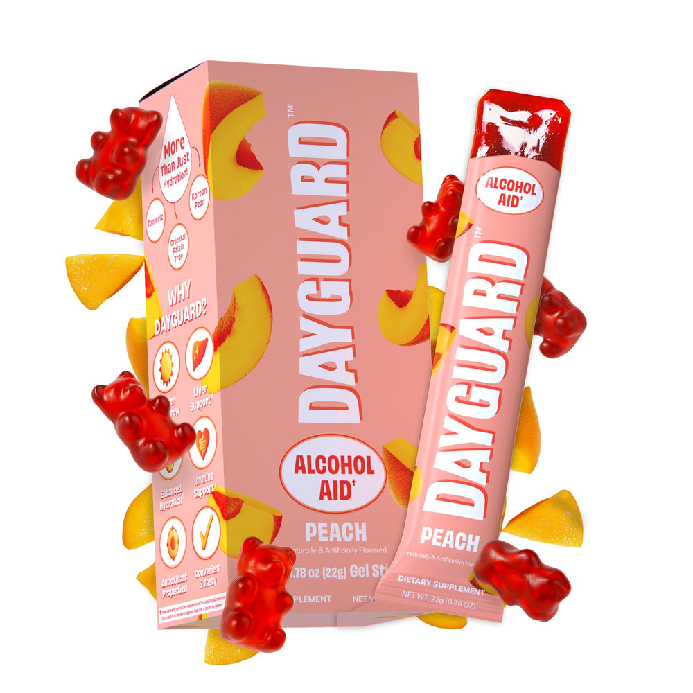 DAYGUARD peach-flavored pre-drinking jelly packaging