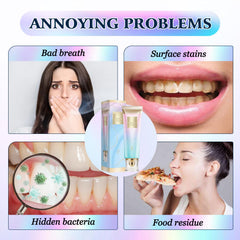 Smiling person holding Dazzle White toothpaste