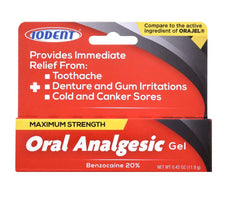 DDI Iodent Oral Analgesic Gel, max strength, alcohol-free, unflavored, 0.42 oz tube (24-count package)