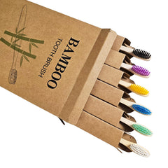 DDOWA Bamboo Toothbrushes Variety Pack with 6 colors - adult size
