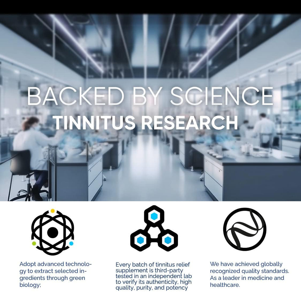 Close-up of Tinnitus Relief bottle and cap