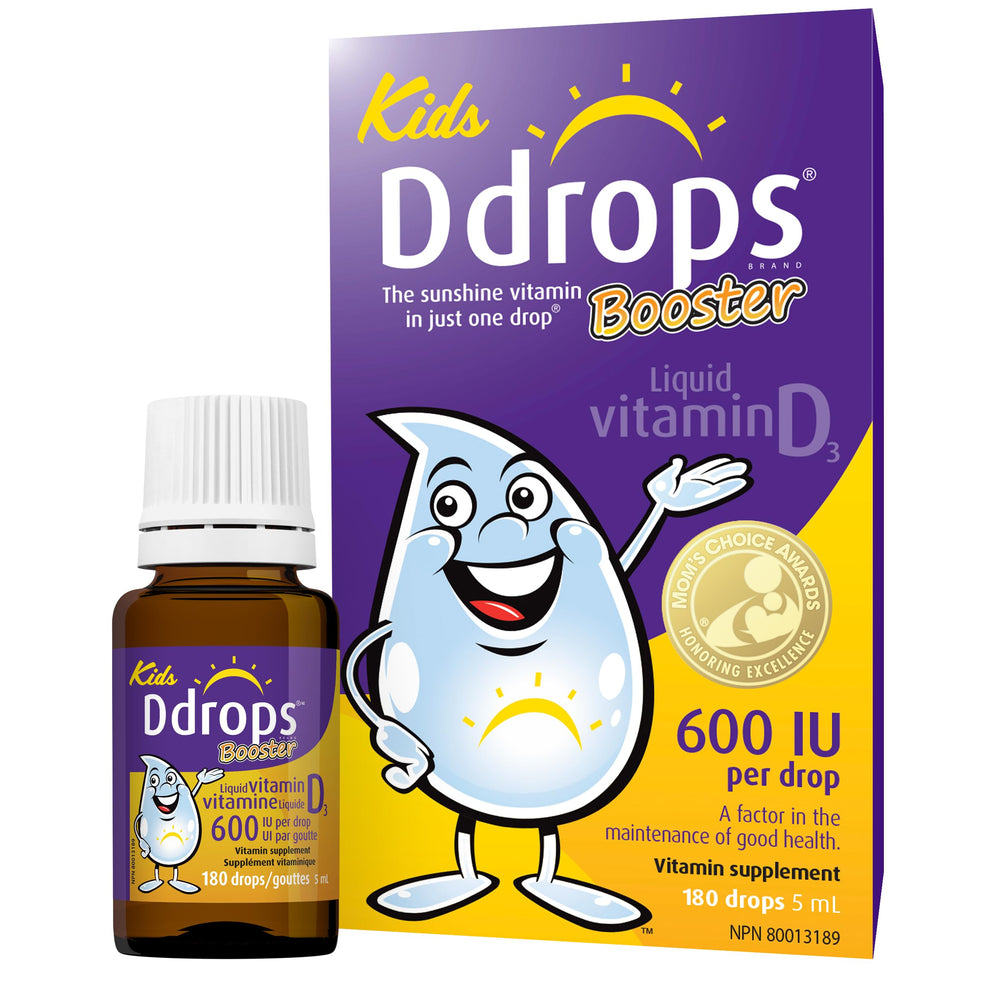 Ddrops 600 IU Booster bottle on white background