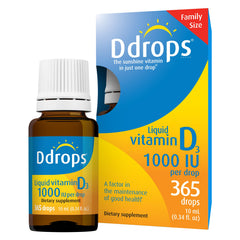 Ddrops Adults 1000 IU Vitamin D3 liquid bottle