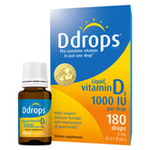 Front view of Ddrops Adults 1000 IU Liquid Vitamin D bottle with dropper