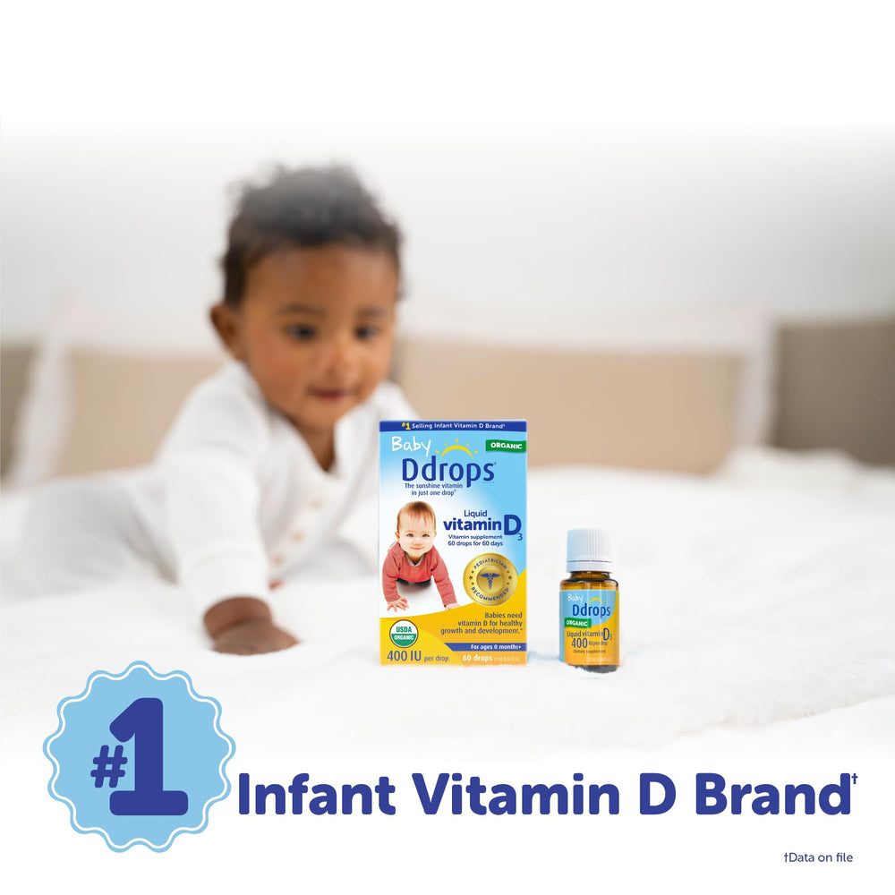 Ddrops Baby Vitamin D3 drops product laid out