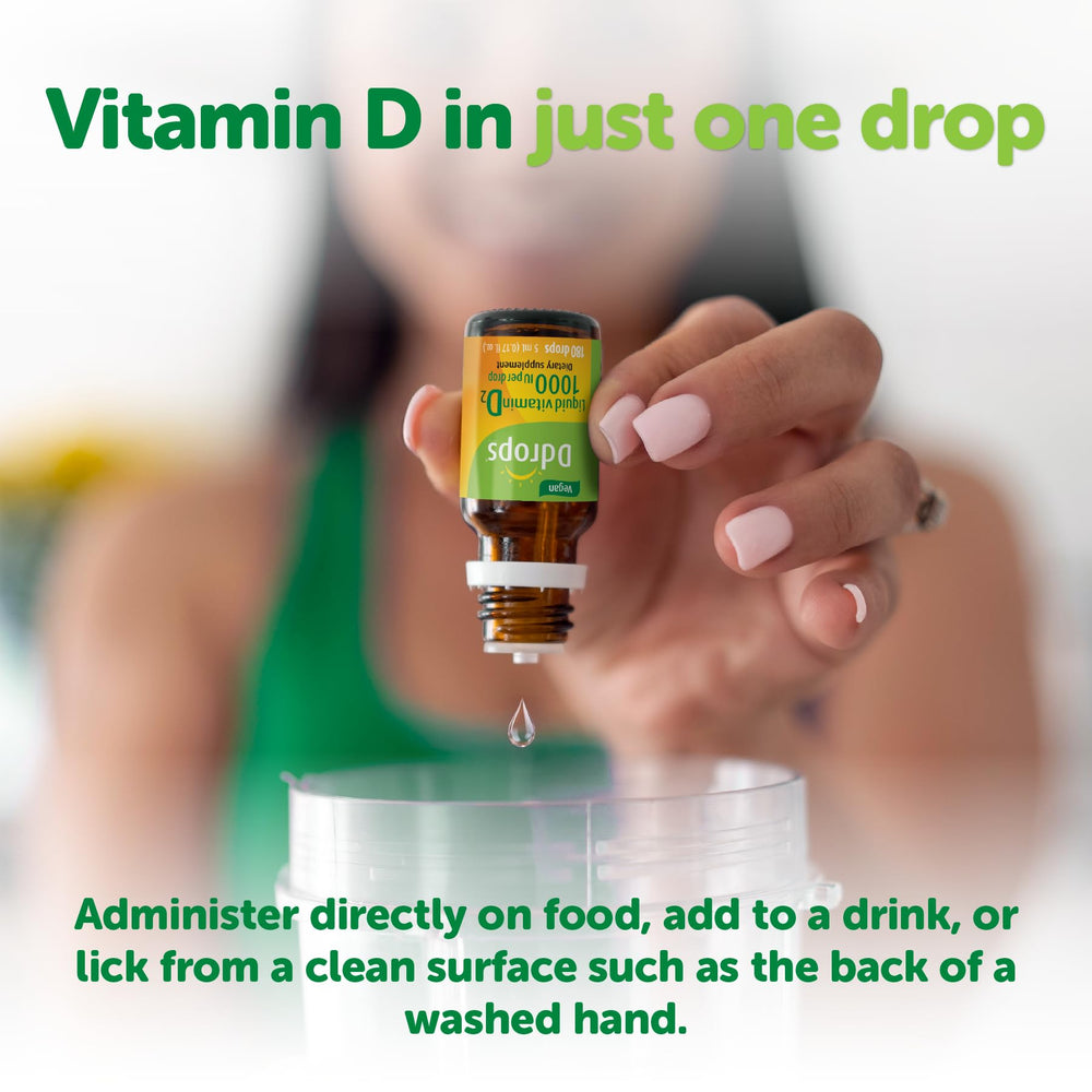 Usage: easy-to-use liquid vitamin D drops