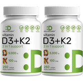 Deal Supplement 2-Pack Vitamin D3 5000 IU + K2 MK7 softgels bottle