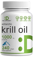 Bottle of DEAL SUPPLEMENT Antarctic Krill Oil with 240 softgels