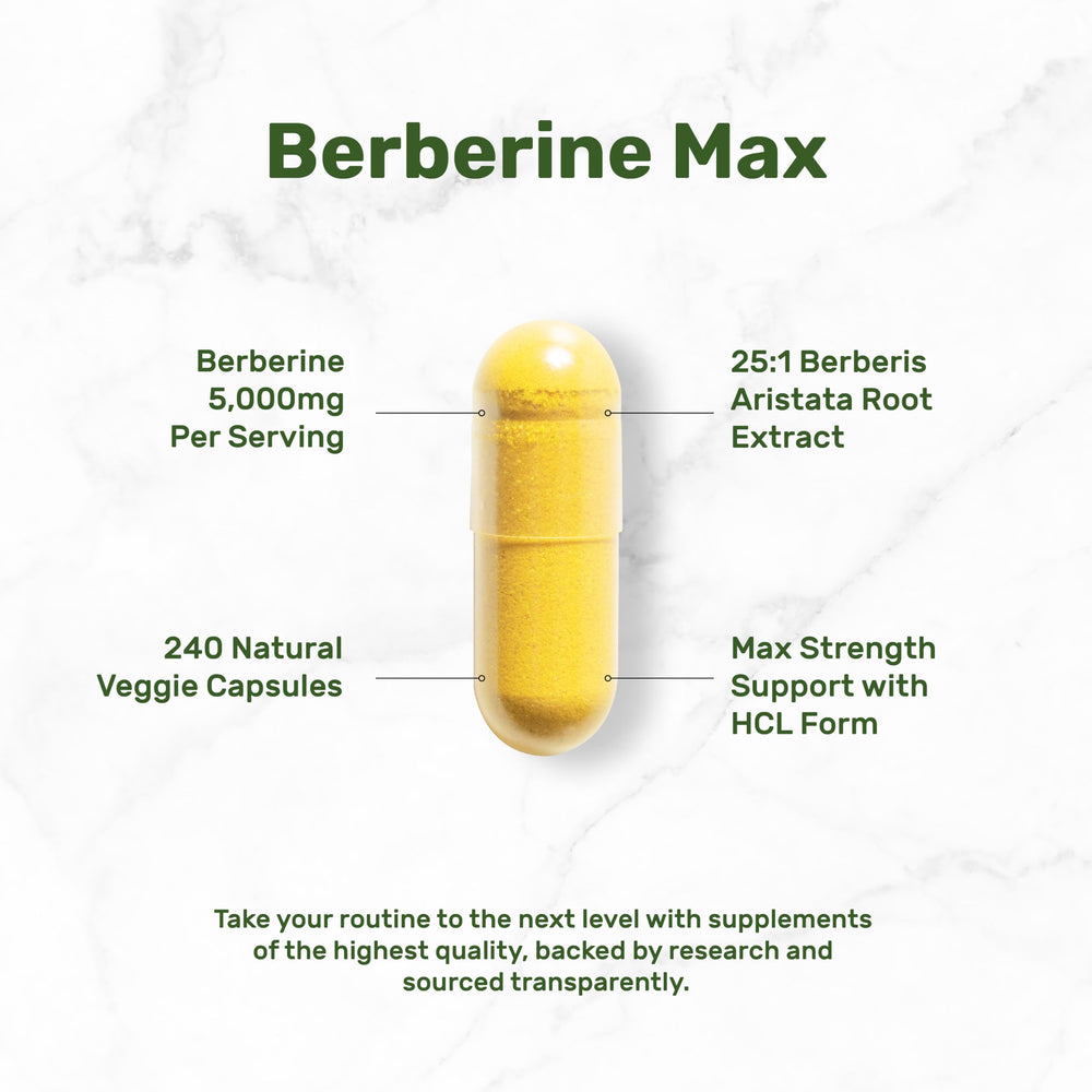 Berberine HCl 97% purity and turmeric 20:1 extract on label