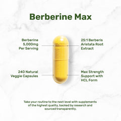 Berberine HCl 97% purity and turmeric 20:1 extract on label
