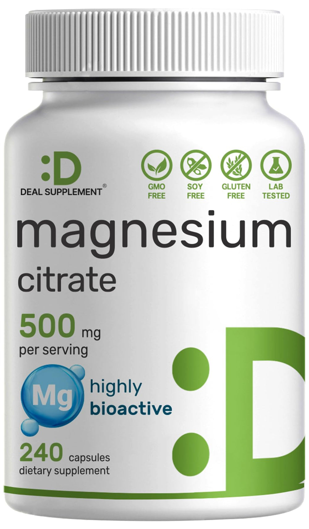 DEAL SUPPLEMENT Magnesium Citrate 500mg bottle label