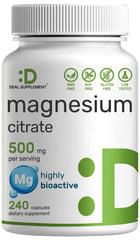 DEAL SUPPLEMENT Magnesium Citrate bottle with 500mg capsules for daily wellness