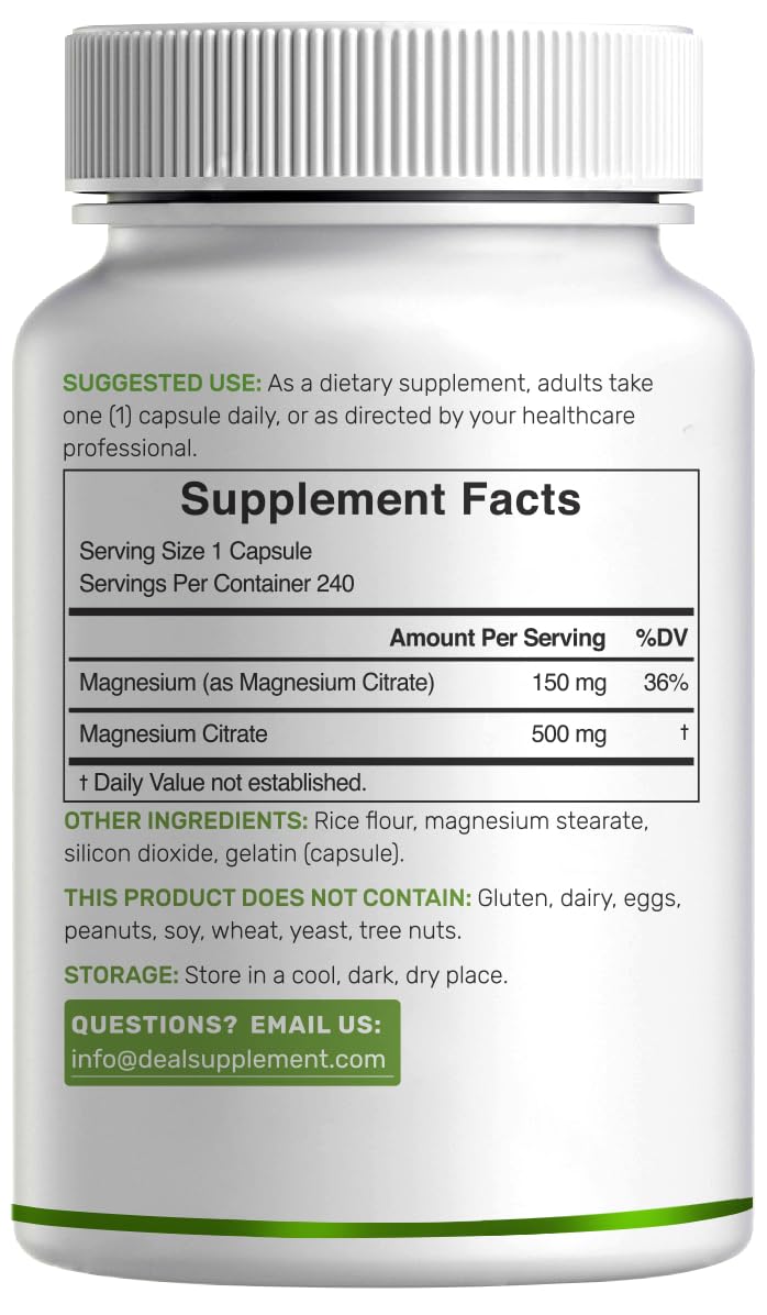 DEAL SUPPLEMENT Magnesium Citrate third-party testing seal on packaging