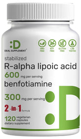 Hero image of Deal Supplement R-ALA with Benfotiamine 600mg per serving in 120 vegetarian capsules