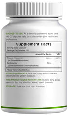 Third-party testing seal on DEAL SUPPLEMENT Vitamin B1 label