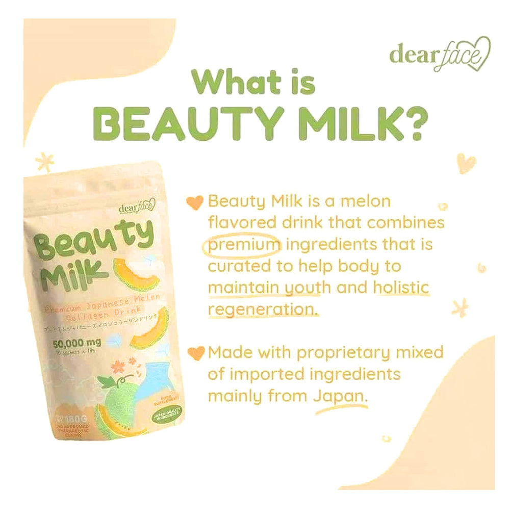Two-pack of Dear Face collagen melon drink with sachets