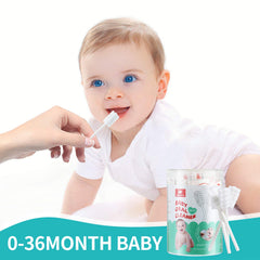 Gentle baby oral cleaning being used on infant gums