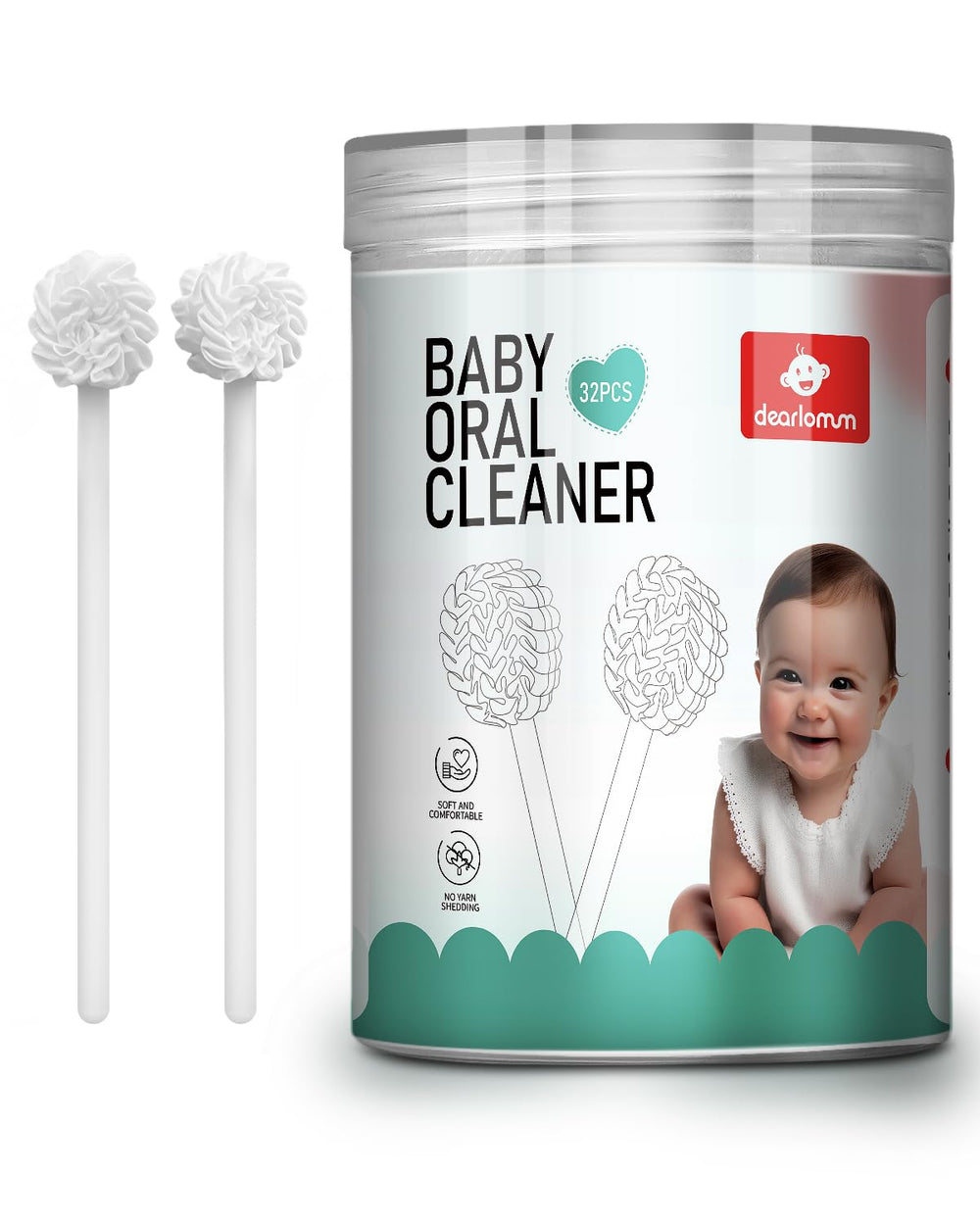 Dearlomum Upgraded 32PCS Baby Tongue Cleaner packaging