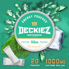 Deckiez Energy Pouches Mint flavor pouch, clean non-tobacco caffeine option.