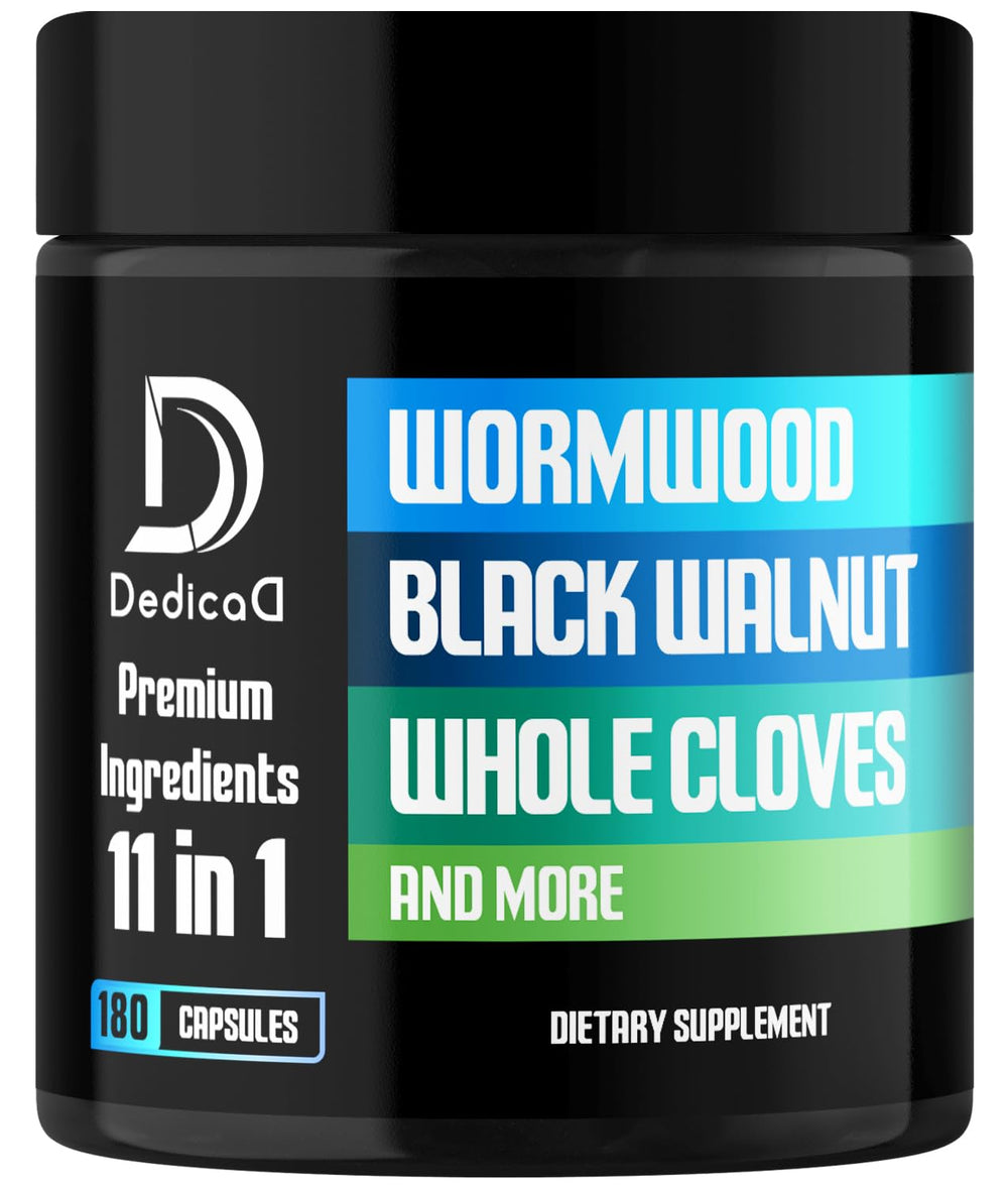 Bottle of DedicaD 11in1 Wormwood Capsules with label