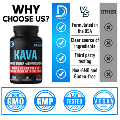 9 natural herbs blend including Ginkgo Biloba, Ashwagandha, Graviola and Chamomile