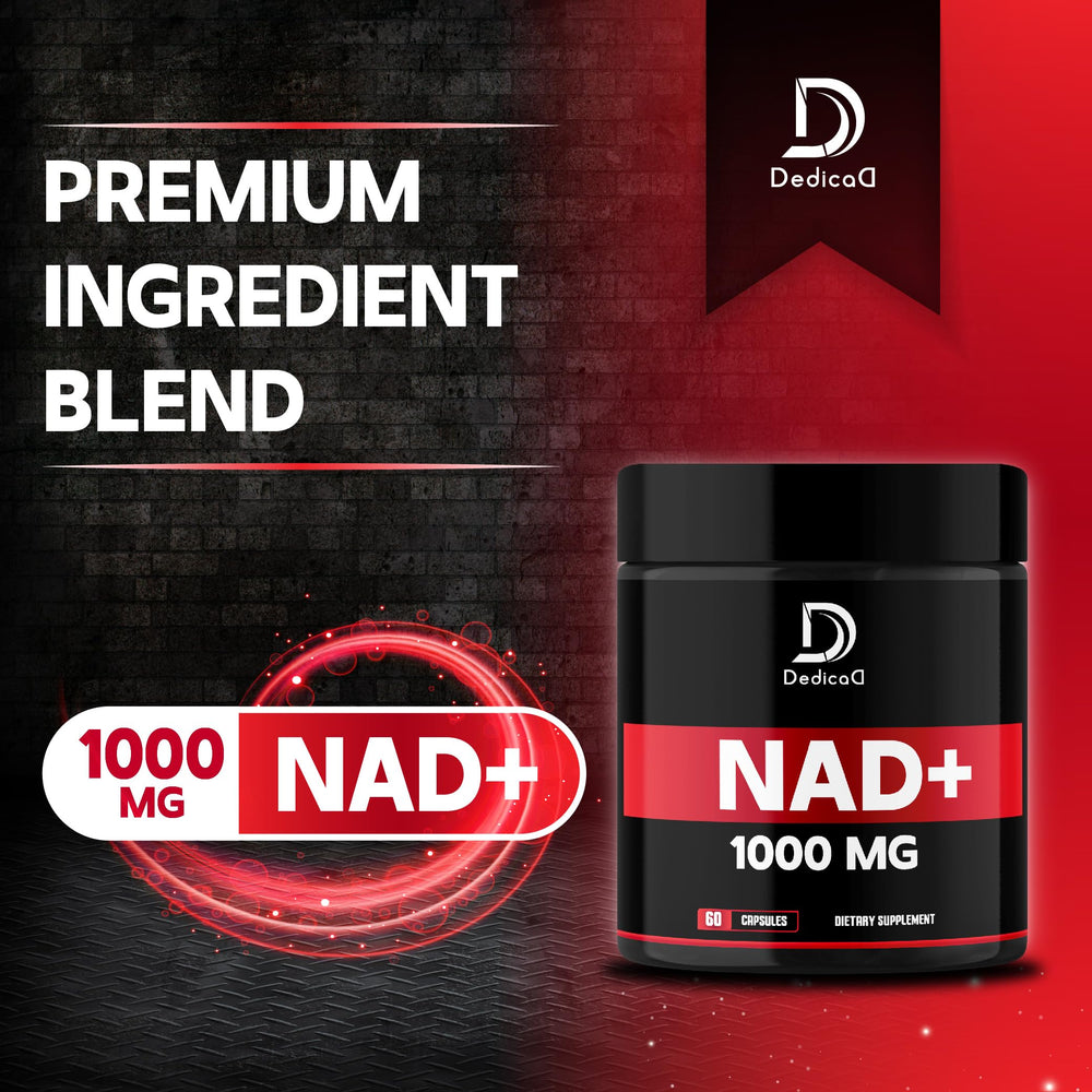 DEDICAD NAD Supplement capsules close-up highlighting easy daily dosing.