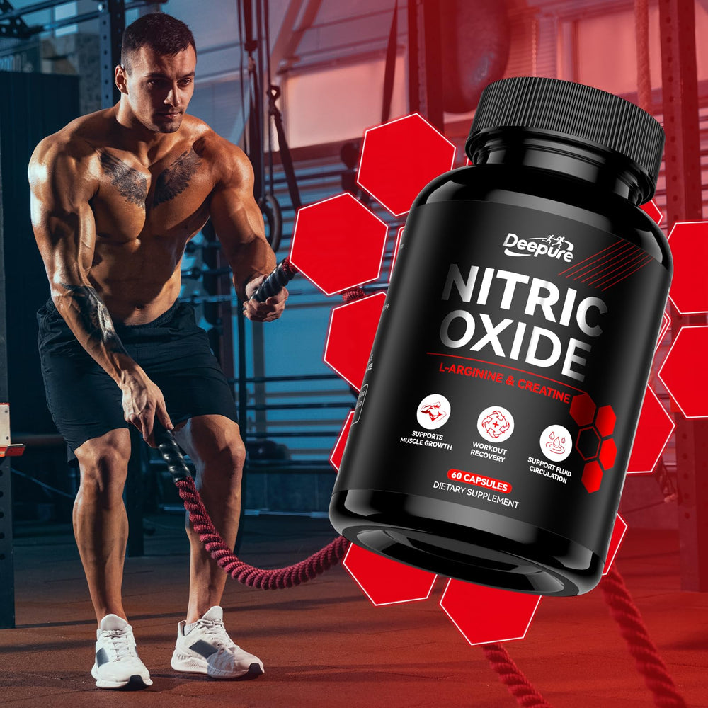 Deepure Nitric Oxide Booster circulation support image underlines healthy blood flow during activity