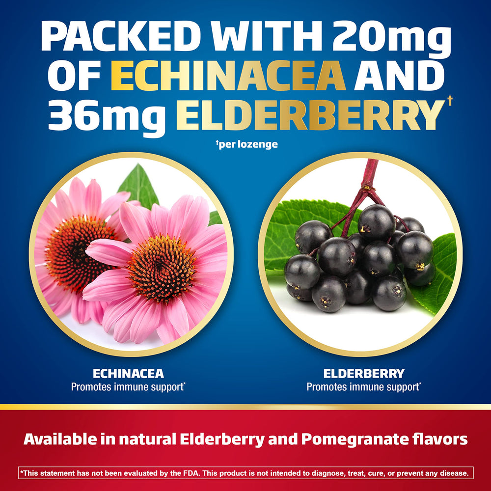 Natural Pomegranate and Elderberry flavor of the lozenges
