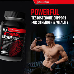 A user holds Defense Dose bottle during a gym moment for sustained focus.