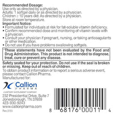 Ingredients label for DEKA's Plus Softgels