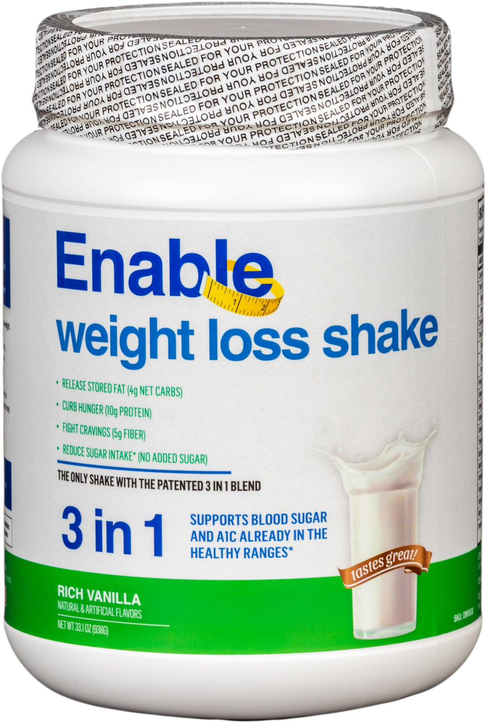 Del Mar Health Enable Weight Loss Shake Vanilla 2lb 8oz front view