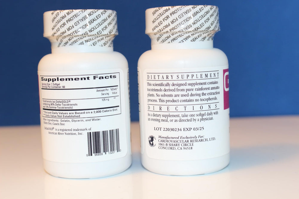 DeltaGold Tocotrienols 125 mg label and bottle