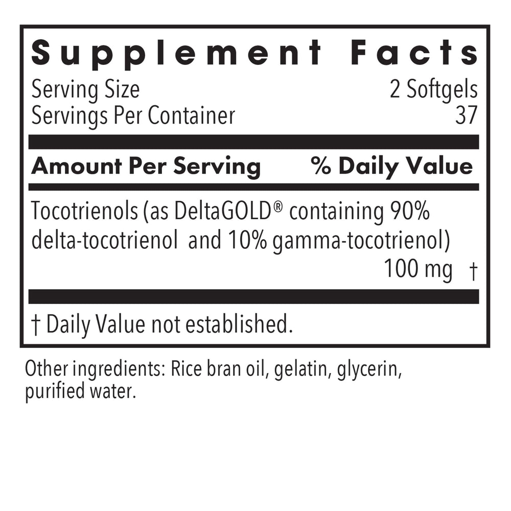 Delta-Fraction Tocotrienols label close-up