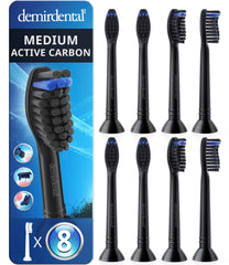 Demirdental charcoal medium toothbrush head for Philips Sonicare – 8-pack, image 1