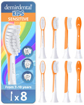 Demirdental kids toothbrush heads for Philips Sonicare Kids, orange, ages 7-10