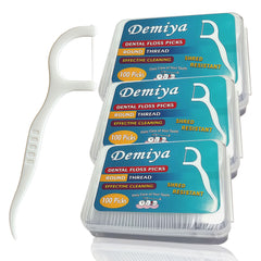 Demyia Travel Floss Picks 300-count package with three portable cases
