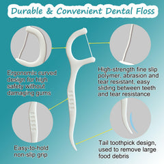 Demyia floss picks with nylon floss and durable polyethylene components