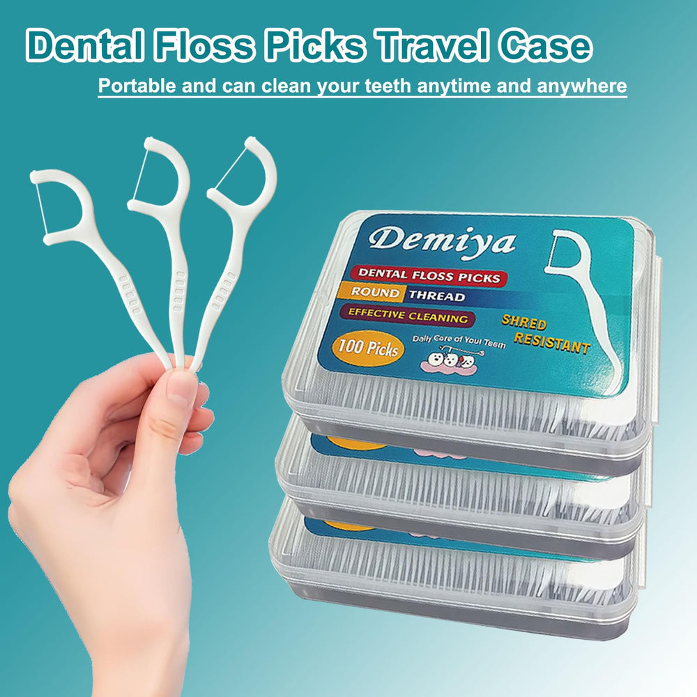 Portable travel case filled with Demiya floss picks for on-the-go use