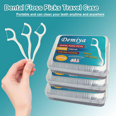 Portable travel case filled with Demiya floss picks for on-the-go use