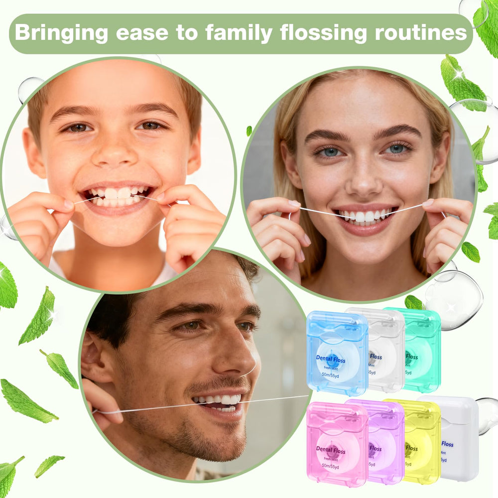 Packaging showing 7 color options for floss bundles