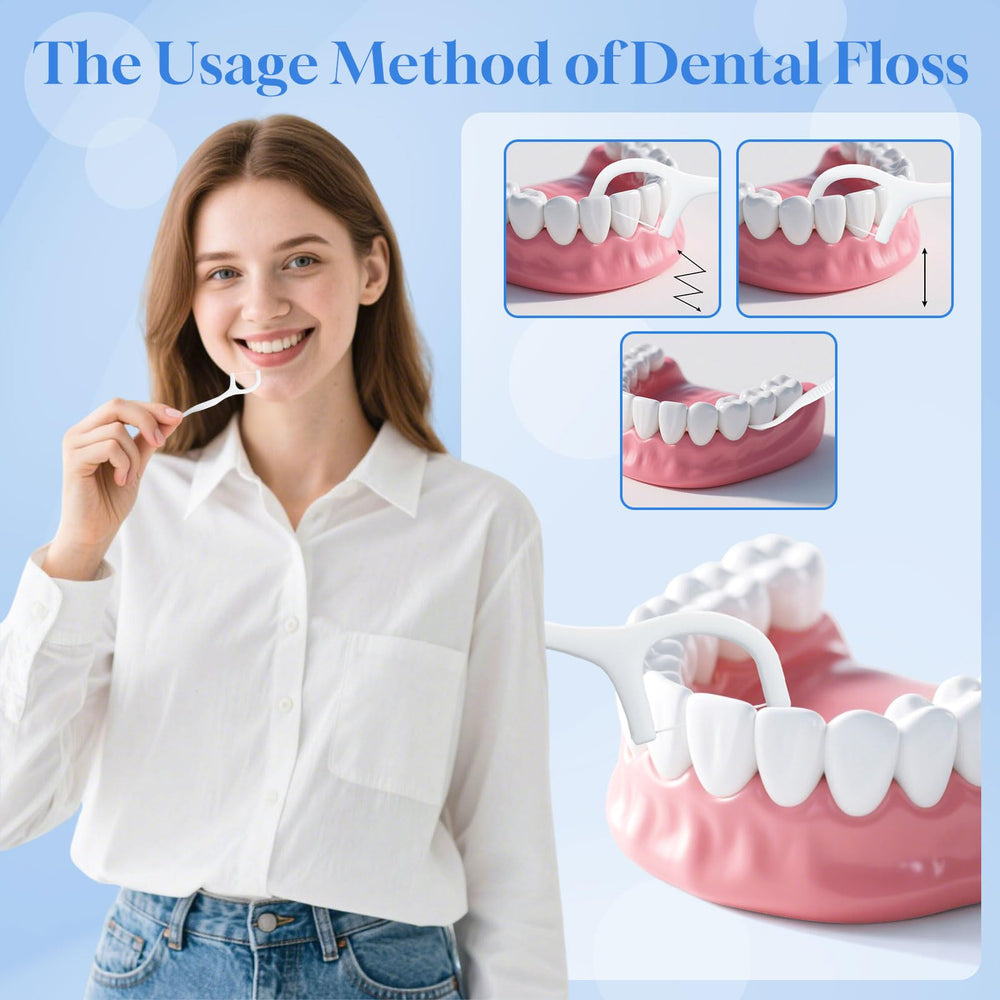 Premium dental floss picks with ergonomic handle