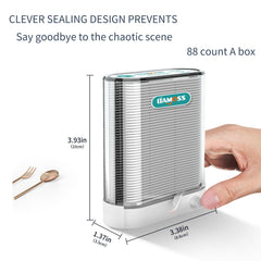 Transparent floss dispensers showing 88-floss-stick capacity each