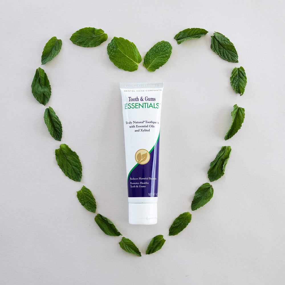 Dental Herb Company logo on toothpaste box
